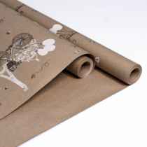 Крафт бумага "Парижская прогулка" цв.черно-белый на коричневом фоне 720мм/60гр/60мкр/8,5м± 5%