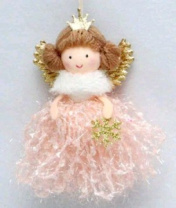 Новогоднее декоративное изделие Девочка на подвеске 12 см св.розовый Новогоднее декоративное изделие Девочка на подвеске 12 см св.розовый