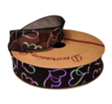 Лента органза "Перламутровые сердца" 25mm*10 ярд чёрный