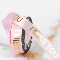 Лента декоративная "I miss you" 2,5см*25Y Розовая 164 Лента декоративная "I miss you" 2,5см*25Y Розовая 164