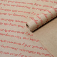 Крафт бумага "Маленький принц" красный цв. на коричневом фоне  70 см*8,5 ярд ± 5%