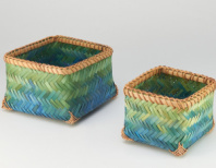 Набор корзин плетеных (секвойя), 23х23х15 см, 18х18х13 см, 2 шт., зеленый