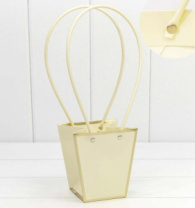 Пакет подарочный "Ваза для цветов" 12,5*12,8 с золотой рамкой бежевый 