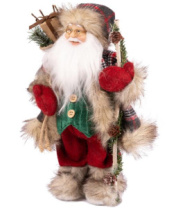 Новый Год Дед Мороз MAXITOYS, в Серой Клетчатой Шубке с Подарками и Посохом, 30 см Новый Год Дед Мороз MAXITOYS, в Серой Клетчатой Шубке с Подарками и Посохом, 30 см