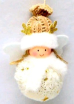 Новогоднее декоративное изделие Девочка на подвеске 9 см белый/золотой Новогоднее декоративное изделие Девочка на подвеске 9 см белый/золотой