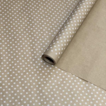 Крафт бумага "Горох" белый цв. на коричневом фоне 720мм/60гр/60мкр/8,5м± 5%