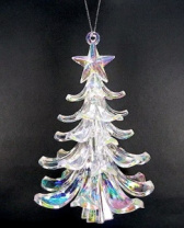 Фигурка декоративная Елочка прозрачная с эффектом радуги на подвеске 12,7 см акрил