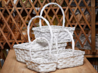 Набор корзин 4 шт, XL: 41×35 см, L: 36x29xH14xHH36.5xB32x23.5,M: 31x24xH12xHH32xB28x20,S: 26x19xH11x