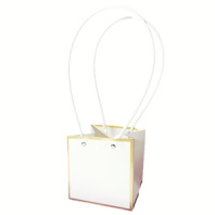 Пакет матовый "Мастхэв" 12,5*11,5*12,5см белый с золотыми линиями