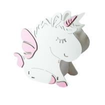 Кашпо деревянное для цветов и подарков "Единорог", розовый, 23х11х23 см