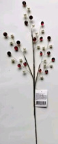 Ветка декоративная из красных страз и жемчужинок 42 см Ветка декоративная из красных страз и жемчужинок 42 см