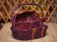 Набор корзин 2в1, натуральное дерево — лоза, цвет тёмно-сливовый.L:43×34 высота 13 см, высота с руч Набор корзин 2в1, натуральное дерево — лоза, цвет тёмно-сливовый.L:43×34 высота 13 см, высота с руч