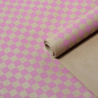Крафт бумага "Ромбы" розовый цв. на коричневом  фоне 70 см*8,5 ярд ± 5%