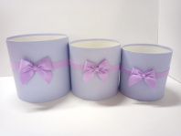 Коробки круглые без крышек Набор из 3х (16*16/18*18/20*20) с бантиком сиреневый