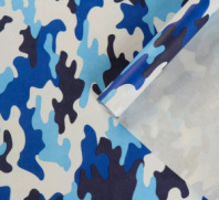 Крафт бумага Камуфляж синий 68 см 60гр 10м ± 5%