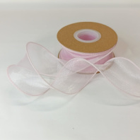 Лента органза однотонная 4 см 10 ярд светло-розовый