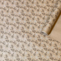 Упаковочная новогодняя бумага "Елочки" цв.черный/белый на корочневом 68см/60пл/10м Упаковочная новогодняя бумага "Елочки" цв.черный/белый на корочневом 68см/60пл/10м