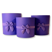 Коробки круглые без крышек Набор из 3х (16*16/18*18/20*20) с бантиком фиолетовый