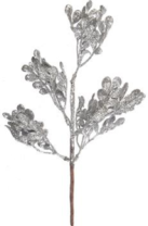 Декоративная новогодняя ветка, 29 см, серебро