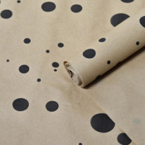 Крафт бумага "Горошина крупная" черный цв. на коричневом фоне  70 см*8,5 ярд ± 5%