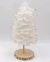 Фигурка декоративная Ель на ножке с глиттером 20 см белый