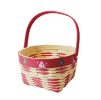 Корзина плетеная (секвойя), D21x11,5/25 см, 1 шт., натур./красн.