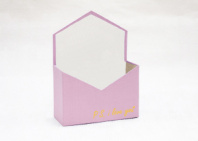 Конверт 180*240*70 с золот. тиснением "P.s. I love you" пыльная роза