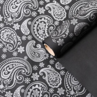 Бумага Пергамент - калька с рис. "Огурцы" 50см *10м ± 5% серебро на черном