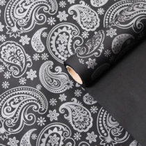 Бумага Пергамент - калька с рис. "Огурцы" 50см *10м ± 5% серебро на черном