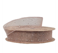 Лента органза "Жемчуг" 25mm*10 ярд какао Лента органза "Жемчуг" 25mm*10 ярд какао