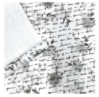 Крафт бумага Розы письмо серый/черный на белом фоне 720мм/60гр/10м± 5%