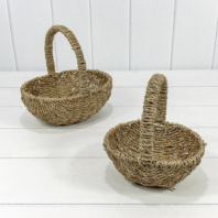 Корзины плетёные Овальные Набор 1/2 24*19*22 (±5%) из водорослей с ручкой Натуральный