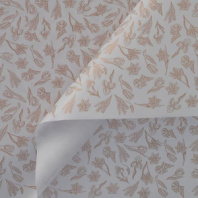 Крафт бумага "Ирисы" золотой цв. на белом мелованном фоне 720мм/60гр/10м± 5%