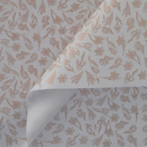 Крафт бумага "Ирисы" золотой цв. на белом мелованном фоне 720мм/60гр/10м± 5%