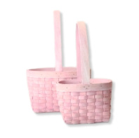 Набор корзин из бересты (секвойя) 22х17хH12.5/32.5 см 16х11,5хH11/27,5 см 2шт розовый