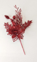 Ветка с глиттером красный 25 см