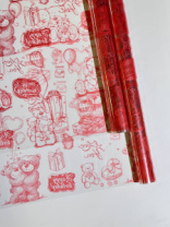 Пленка Мишки красная 70см*10ярд ± 5%