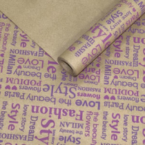 Крафт бумага "Love story"цв.сиреневый/пурпурный на коричневом фоне 70см/60гр/60мкр/10м± 5%