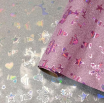 Пленка блестящая "Новогодняя" 50см 5м, розовый