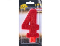 Свеча цифра Гигант глиттер №4 13см/А ЕУТ Свеча цифра Гигант глиттер №4 13см/А ЕУТ