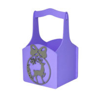 Декоративный ящик квадратный 140*125*h225 "Новогодний декор" нежно-сиреневый декор серебро