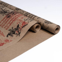 Крафт бумага "Лилия"цв. черный-красный на коричневом фоне 720мм/60гр/60мкр/8,5м± 5%