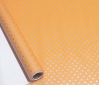 Полипленка матовая 80 мкр 60 см*8 м "Крафтовый горох" оранжевый/серебро