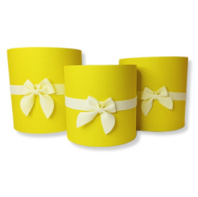 Коробки круглые без крышек Набор из 3х (16*16/18*18/20*20) с бантиком желтый