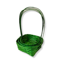 Набор корзин плетеных (бамбук), D19xH9/32, D22xH9.5/34, D25xH10/36см 3шт, зеленый