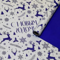 Пленка матовая НГ двухсторонняя "Олени" белая /синяя 58см*10м±5% 50мкр