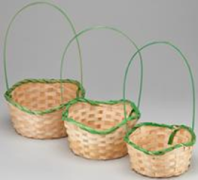 Набор корзин плетеных (бамбук) D19хH7.5х9.5хHH31, D22х H9х11хHH34, D24хH9х11.5хHH35, 3 шт. натур/зел