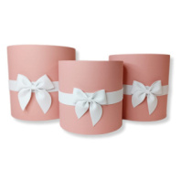 Коробки круглые без крышек Набор из 3х (16*16/18*18/20*20) с бантиком красно-коричневый