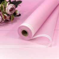 Плёнка 58 см 800 г матовая с двойной белой полосой 55мкм Розовый-672 