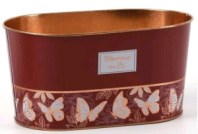 Декоративное овальное кашпо "Бабочки" 22.5X13.7XH11,3 см B20x11 см, бордовый. металл
